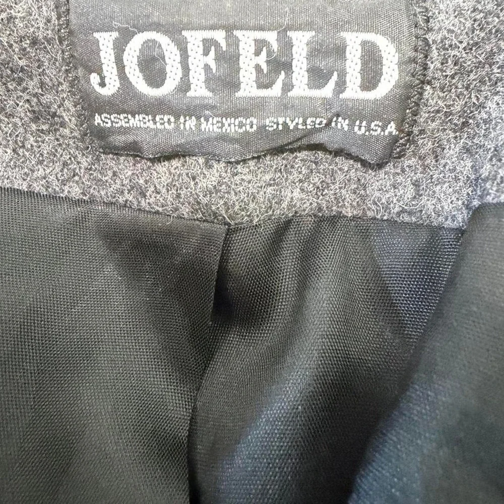 Vintage Jofeld Wool Swing Coat Gray Black Velvet Collar Oversized 90s Statement